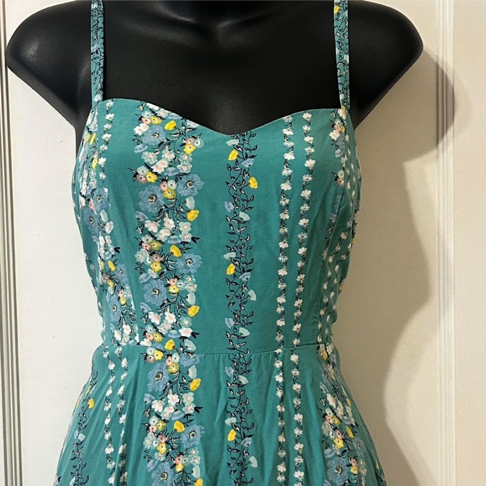 Old Navy Green Yellow Floral Dress with Adjustable Straps M